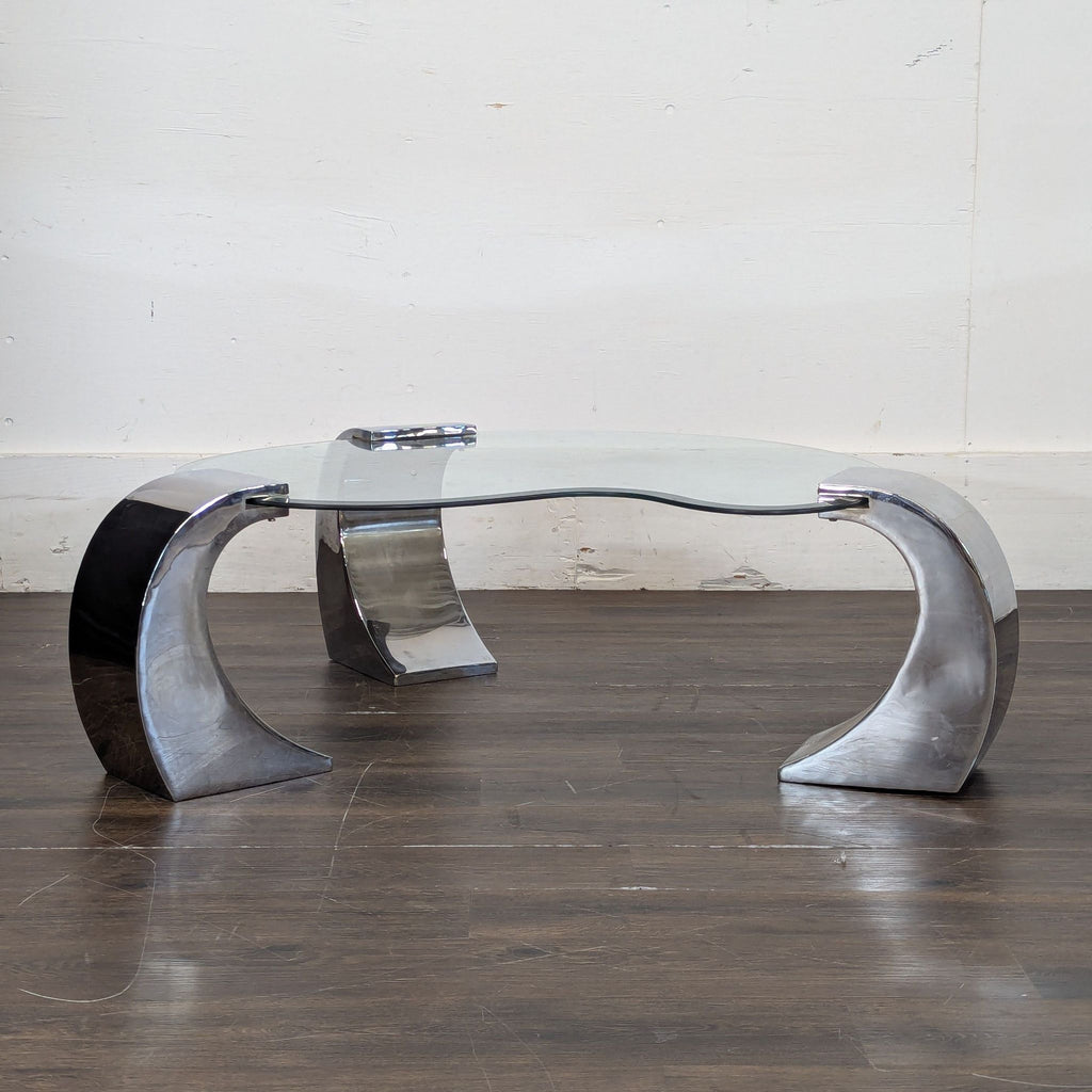 1. Modern rectangular coffee table with a wooden top and metal legs, suitable for living rooms.