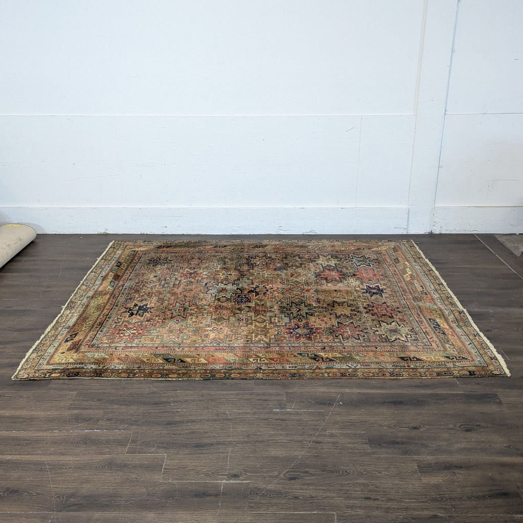 2. Designer rug featuring a mix of bold lines and soft hues, perfect for contemporary interiors.