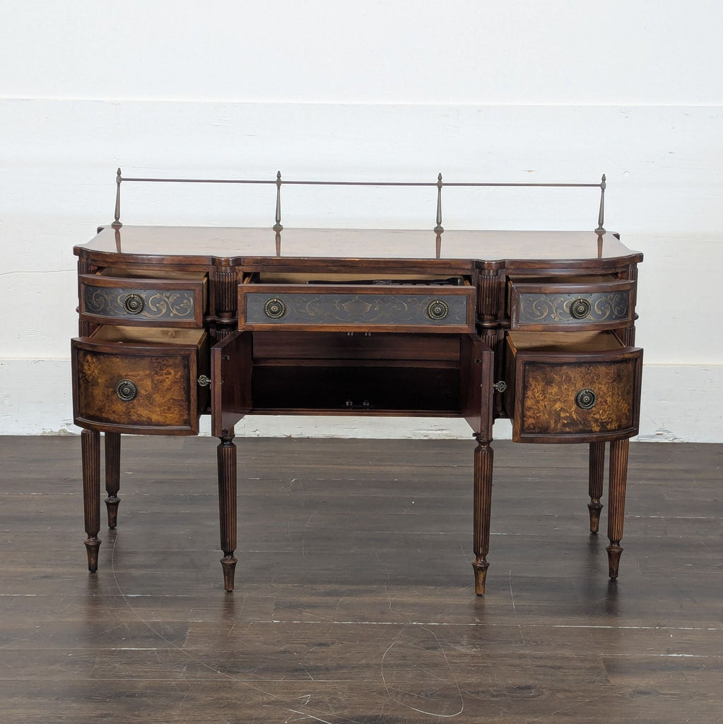 2. Contemporary credenza featuring ample closed cabinet space and a smooth, minimalist design.
