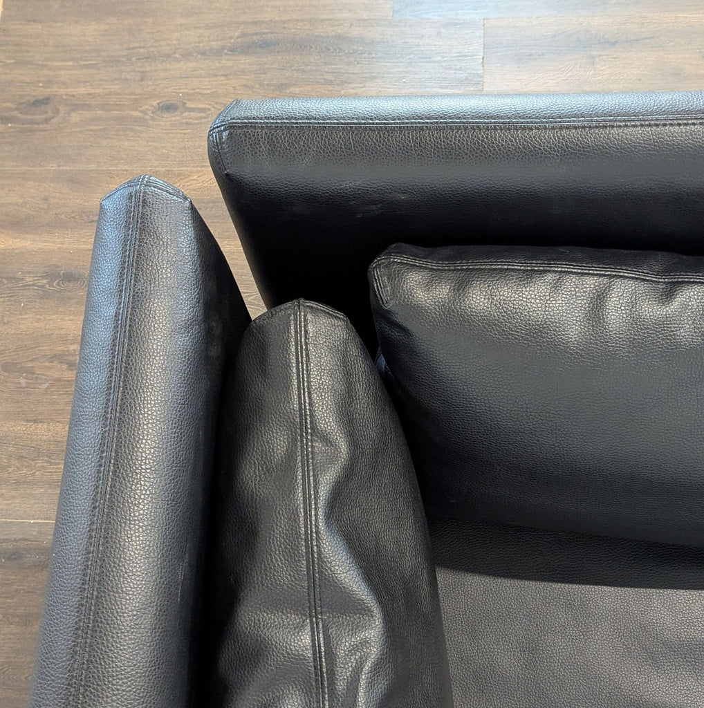 Excellent condition! 


Versatile modular sectional sofa is upholstered in black faux leather. This set includes a storage ottoman and a pull-out sleeper module. The modular design allows for various configurations to fit different living spaces. 

D