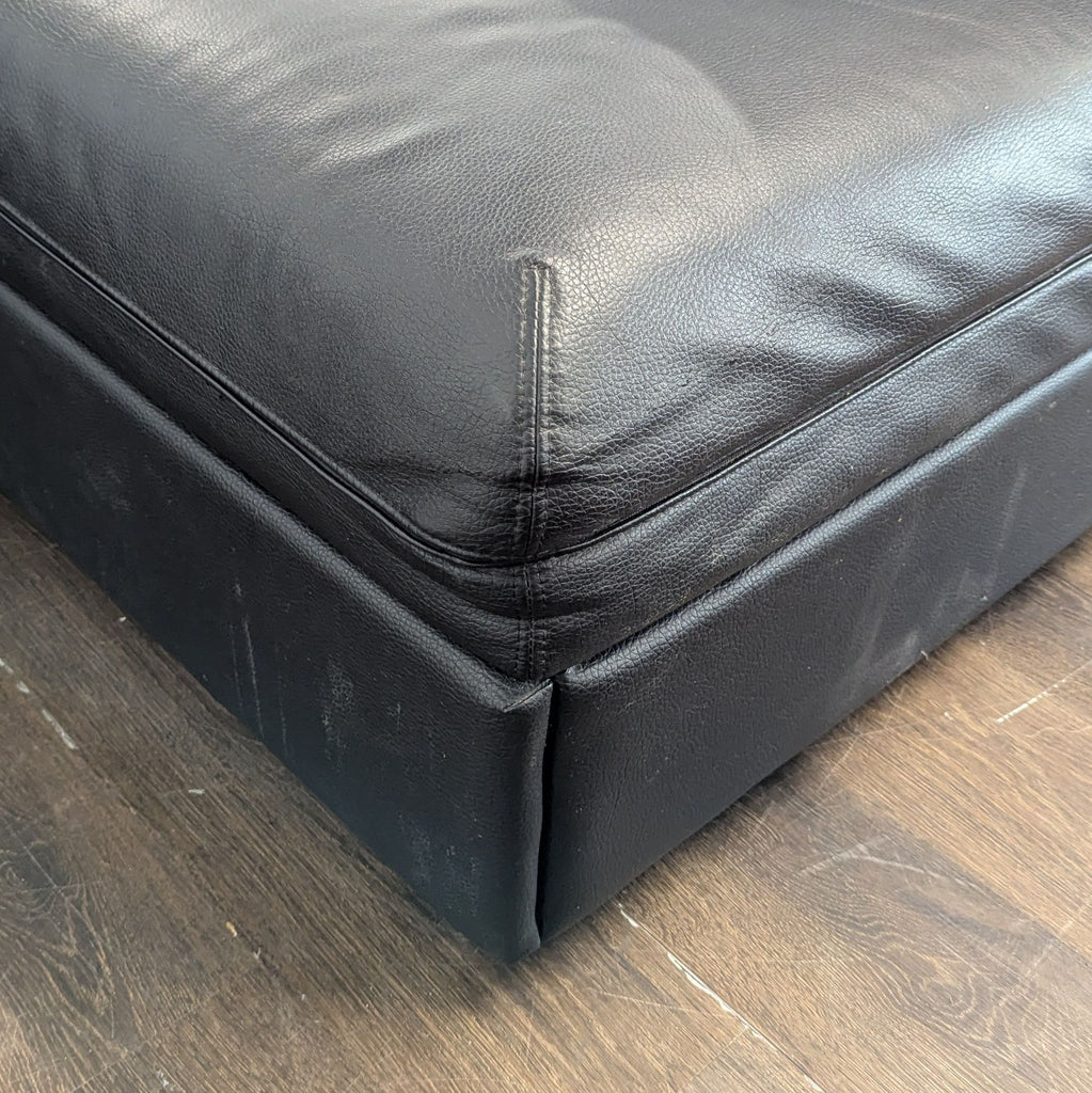 Excellent condition! 


Versatile modular sectional sofa is upholstered in black faux leather. This set includes a storage ottoman and a pull-out sleeper module. The modular design allows for various configurations to fit different living spaces. 

D