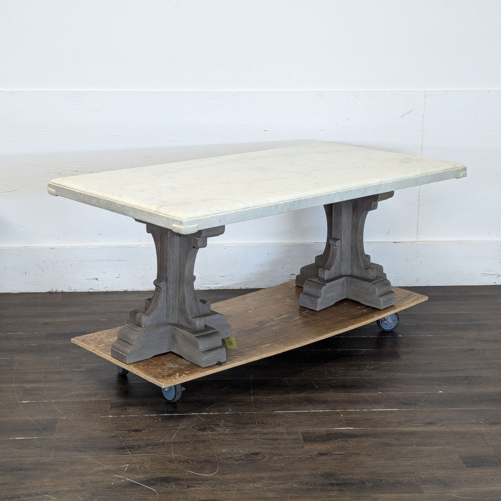Restoration Hardware (RH) St. James Marble-Top Rectangular Dining Table Set