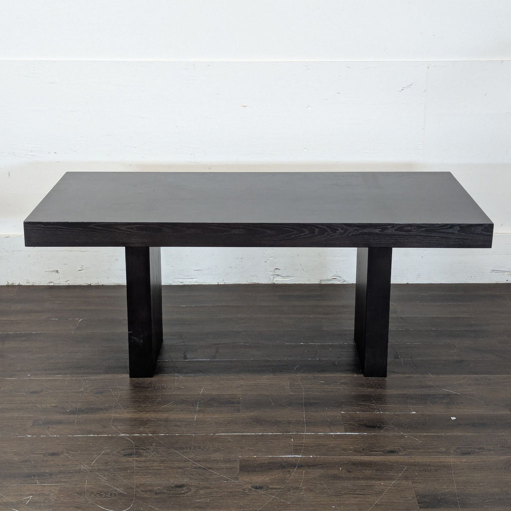 Dining table set with two chairs and a bench from west elm. Some wear on cushions.