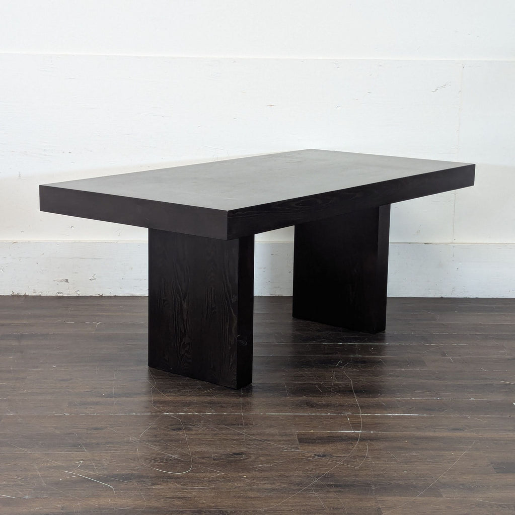 Dining table set with two chairs and a bench from west elm. Some wear on cushions.