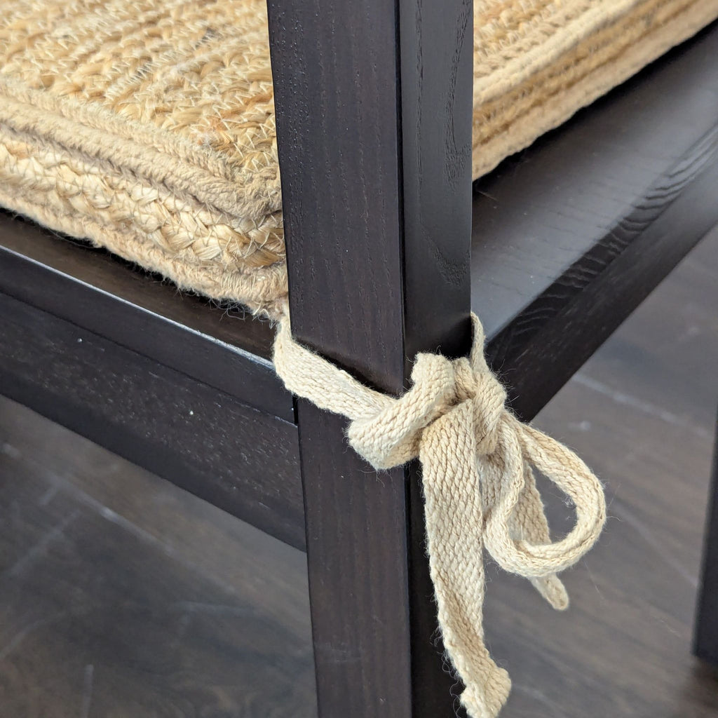Dining table set with two chairs and a bench from west elm. Some wear on cushions.