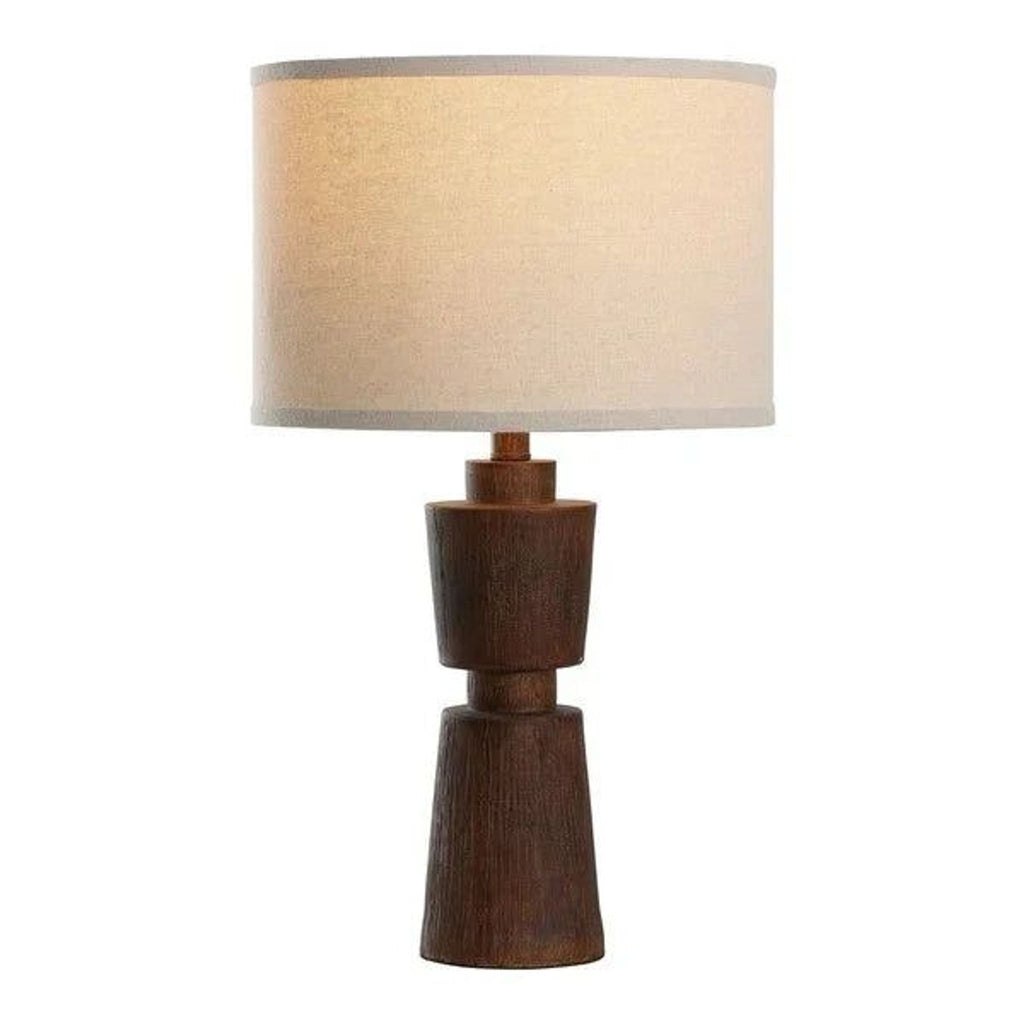 1. Reperch table lamp with a textured brown base and a beige drum shade, shown on a white background.