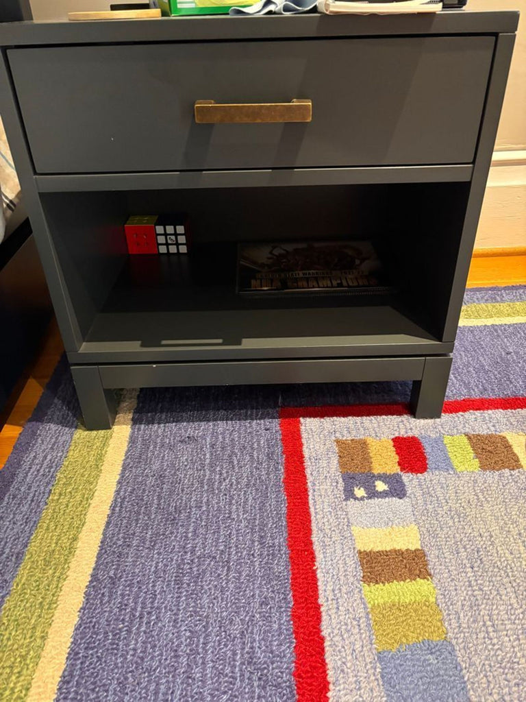 White "Land of Nod" nightstand in great condition, matching dresser, shown as an end table.  