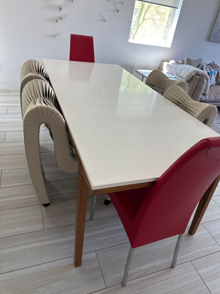 West Elm White Top Wood Dining Table with Leaf