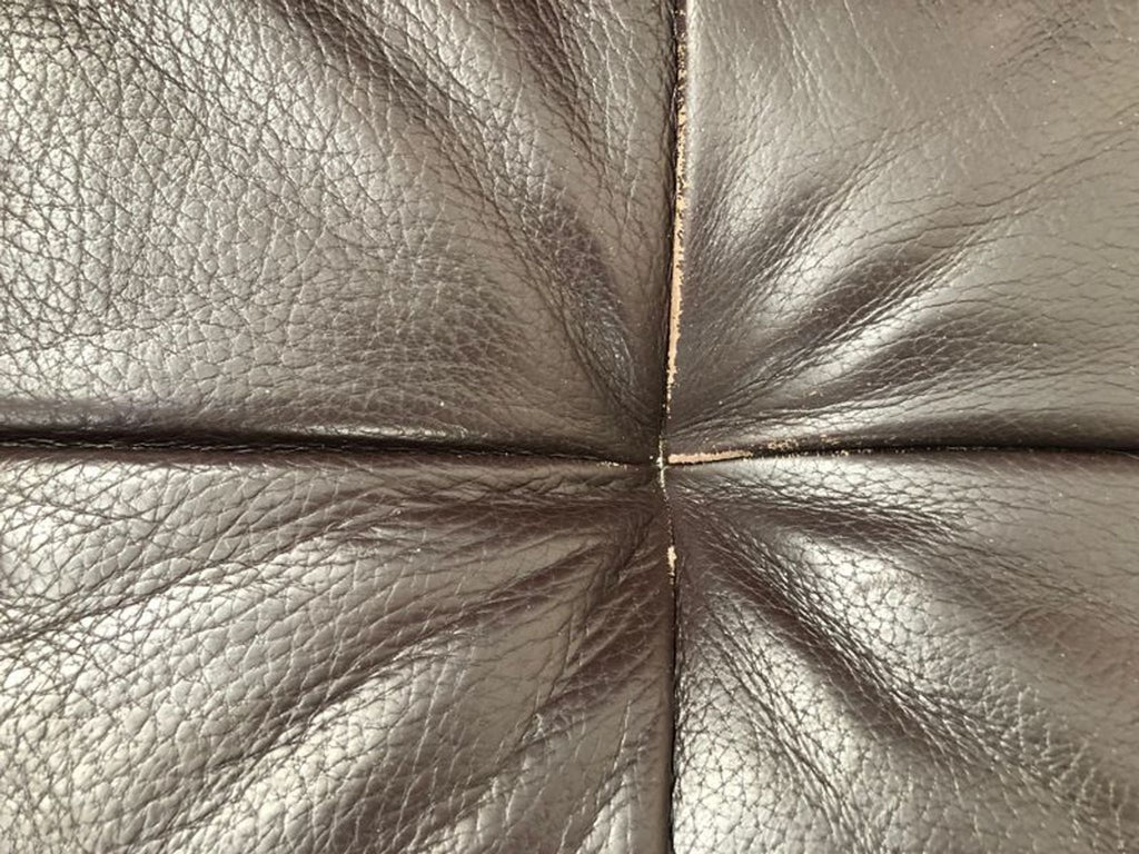 Cierre Imbottiti Modern Brown Leather Sectional Sofa with Tufted Cushions