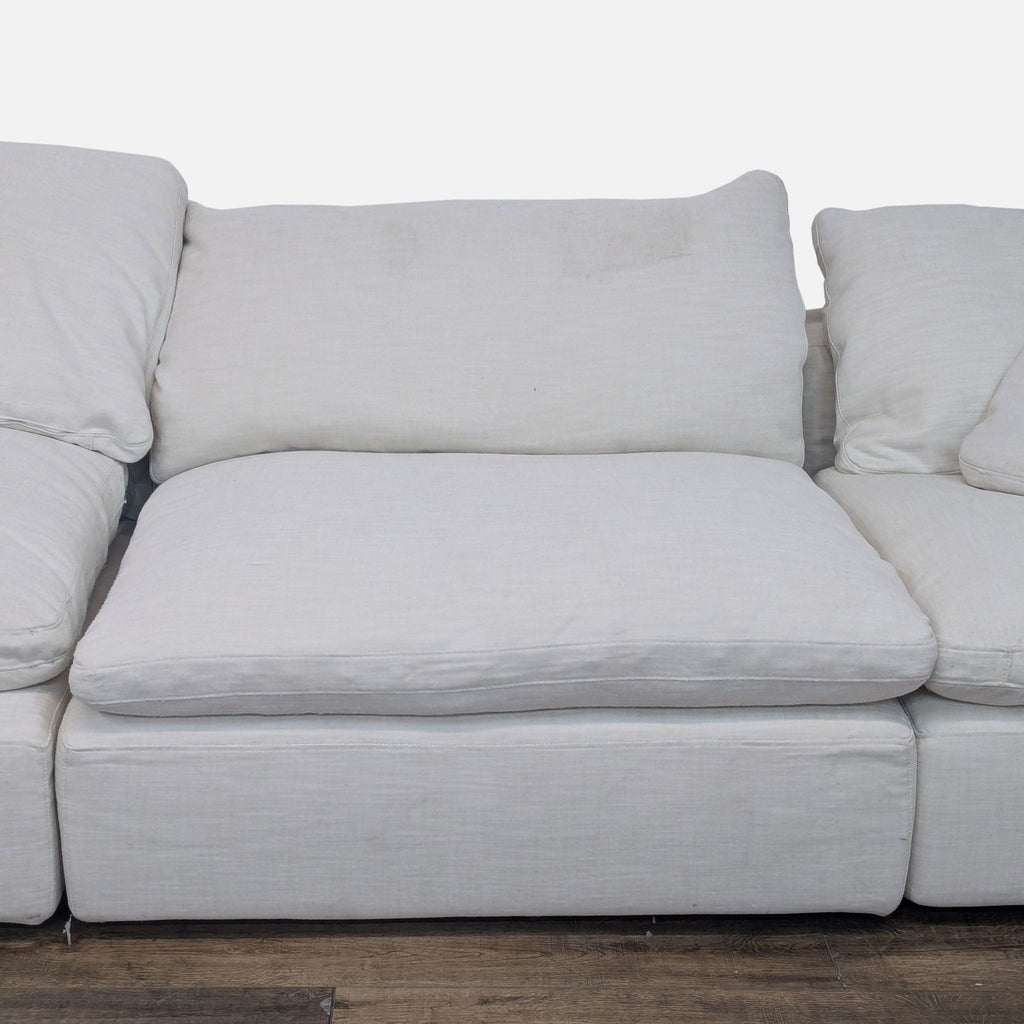 Restoration Hardware Spacious L-Shaped White Modern Sectional Sofa with Soft Cushions