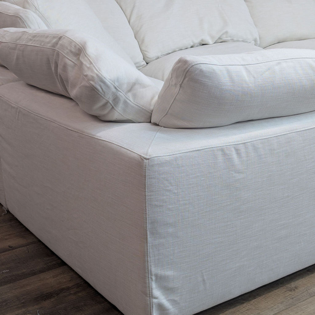 Restoration Hardware Spacious L-Shaped White Modern Sectional Sofa with Soft Cushions