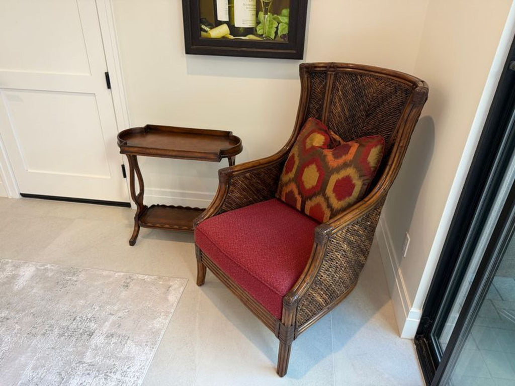 Lexington Furniture Lounge Chair with Red Cushion and Accent Pillow