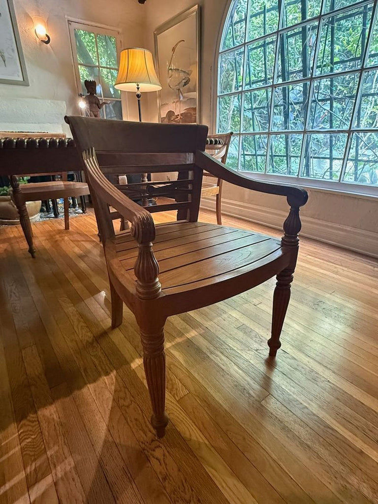 Hand Carved Antique Indonesian Reclaimed Teak Dining Set