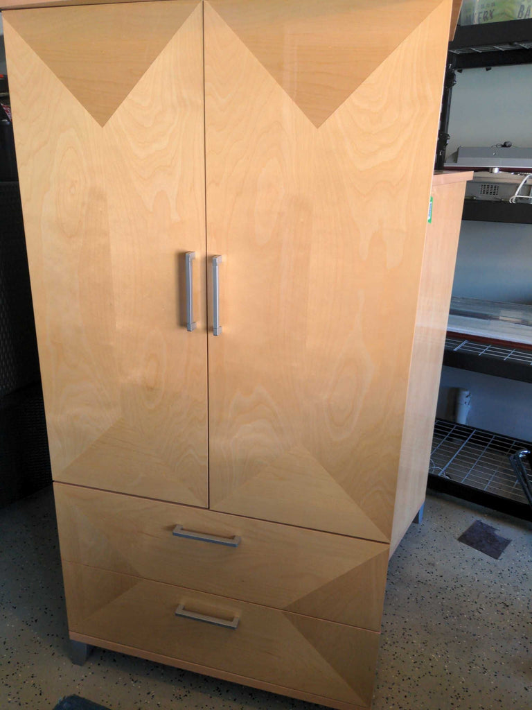 1. Modern entertainment center with open shelves, central TV space, and hidden storage cabinets.