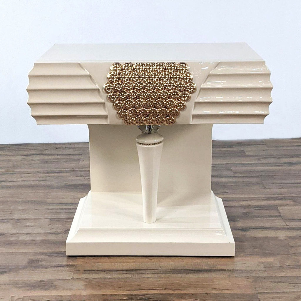 Pair of Homey Design Furniture Cream Finish Nightstands