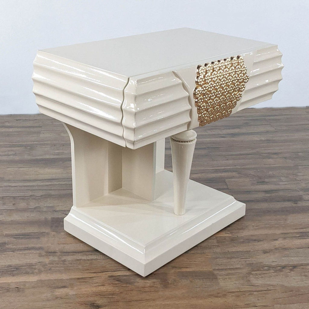 Pair of Homey Design Furniture Cream Finish Nightstands