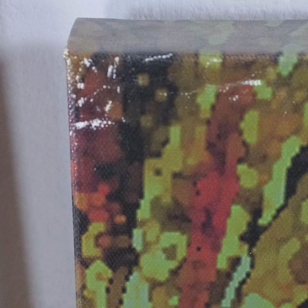 Close-up of vibrant hues in Reperch giclee print, highlighting texture and detail from the CB2 series.