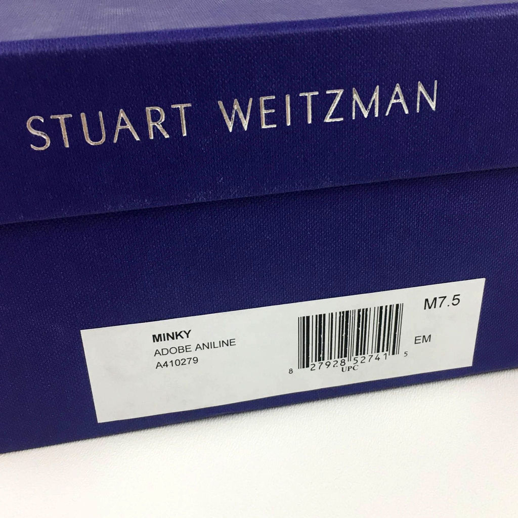 Side view of Stuart Weitzman shoe box with label details.