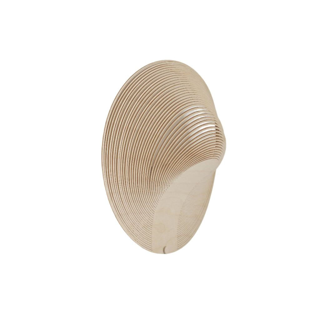 1. Circular wooden wall light by Reperch, featuring layered concentric rings and a natural finish.
