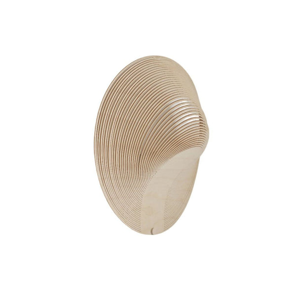 1. Circular wooden wall light by Reperch, featuring layered concentric rings and a natural finish.