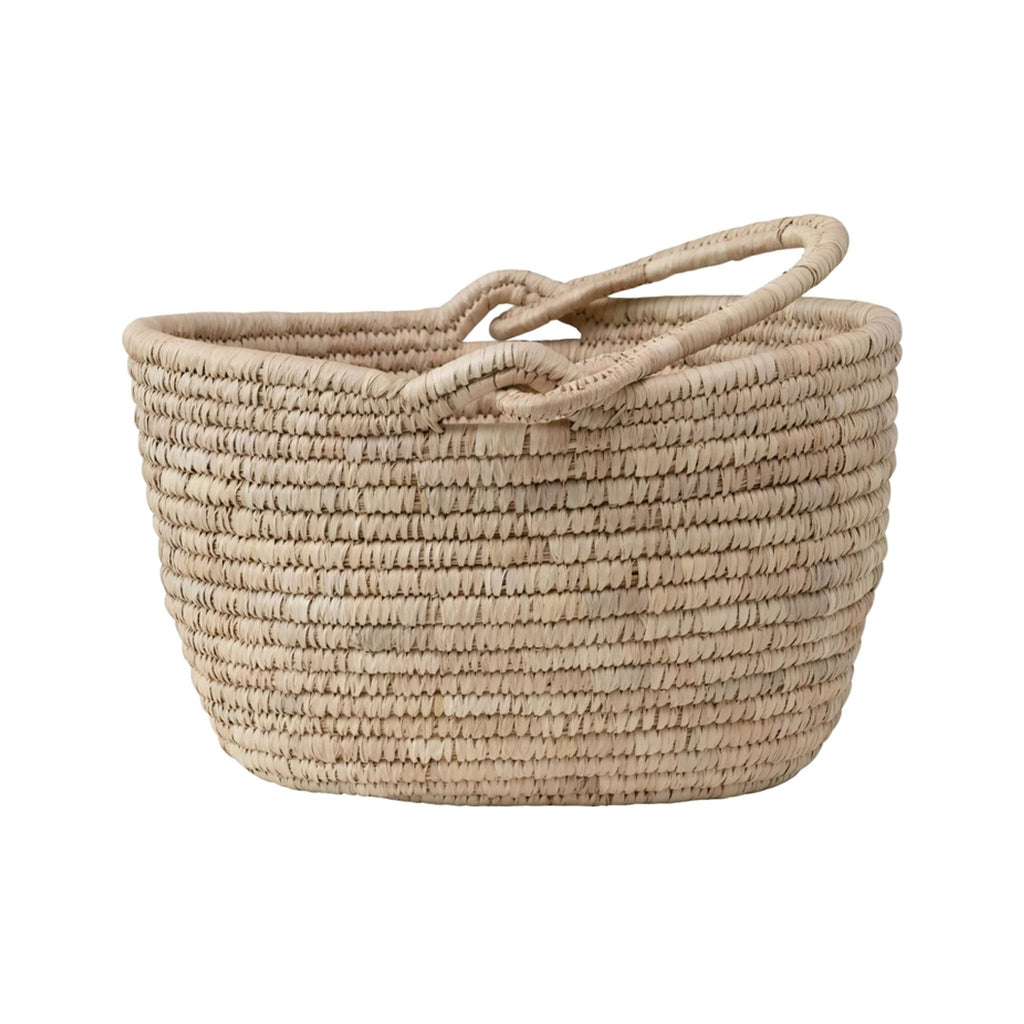 the basket is a large, round, rectangular, and has a curved handle.