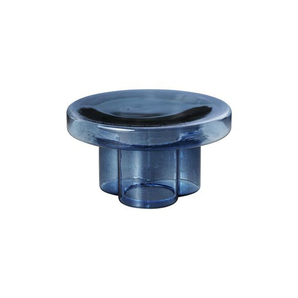 a close up of a blue plastic water drain.