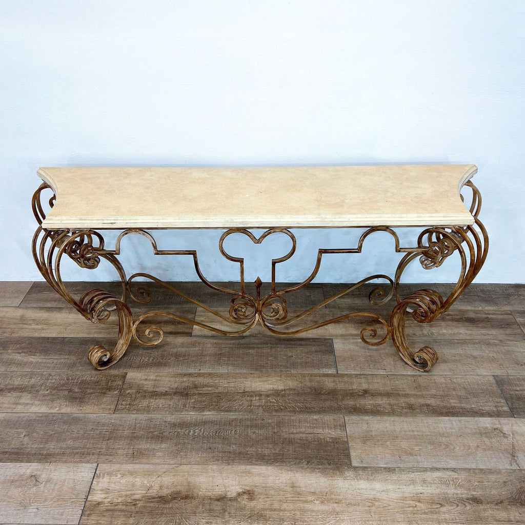 Wrought Iron Base Console Table