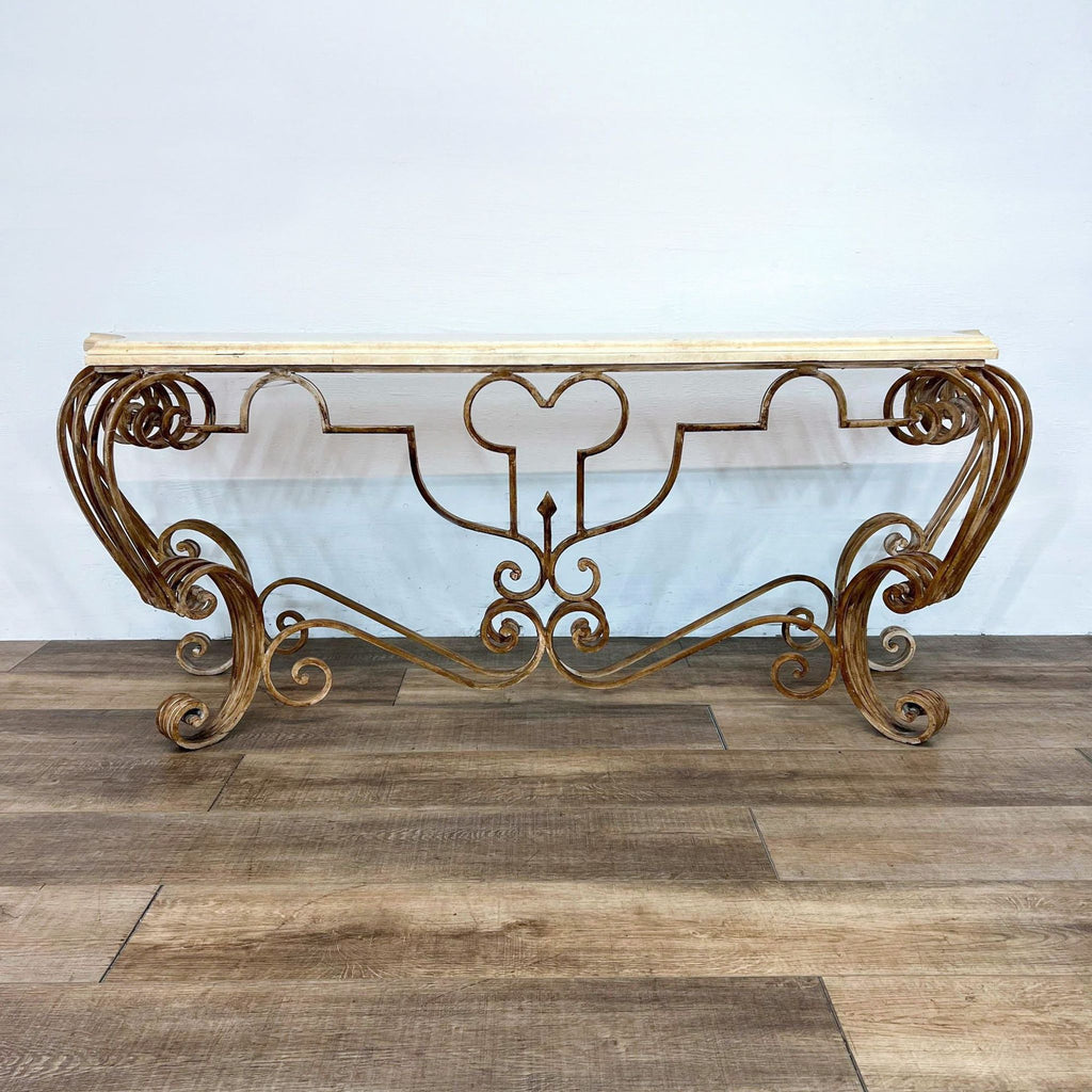 Wrought Iron Base Console Table