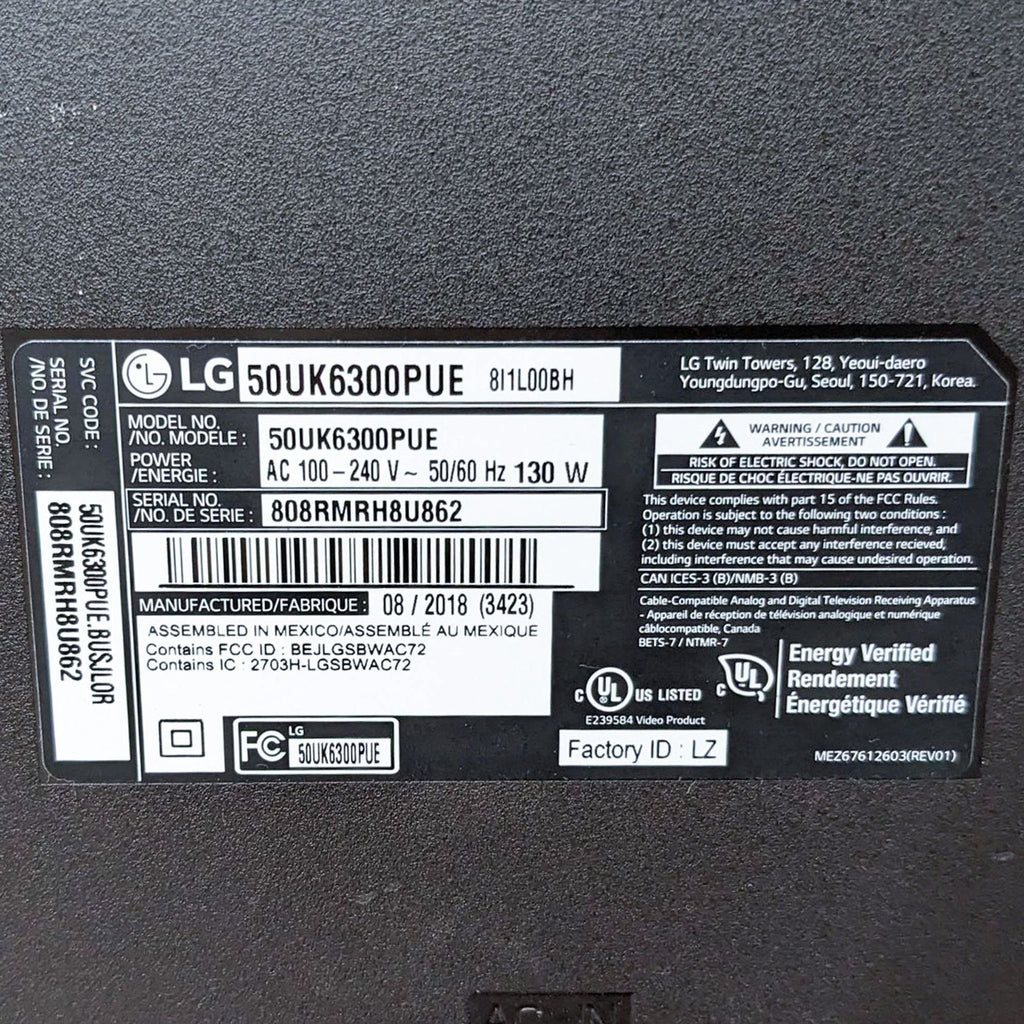 LG 50UK6300 SERIES 50"-CLASS HDR UHD SMART MULTISYSTEM LED TV NTSC PAL 110-220 VOLTS