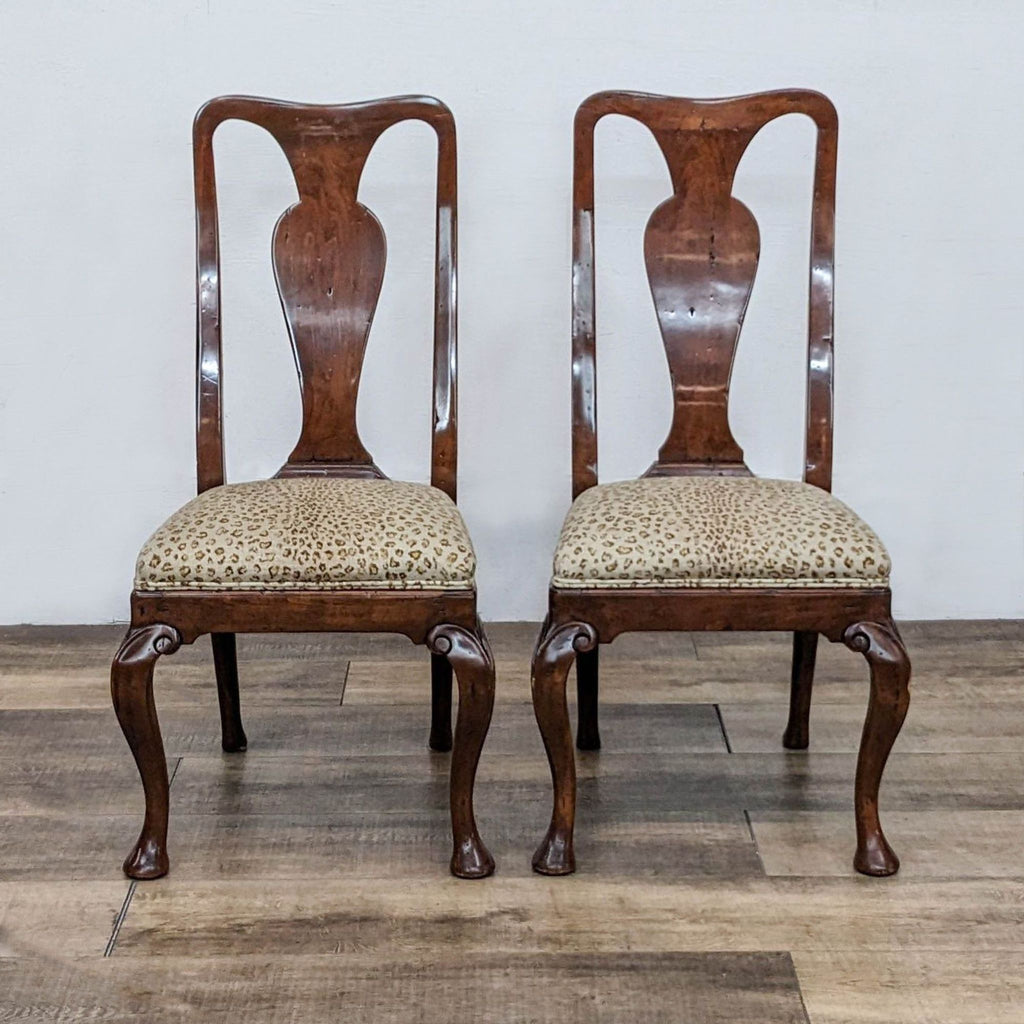 Queen Anne Style Wood and Upholstered Dining Chair -Set of 2