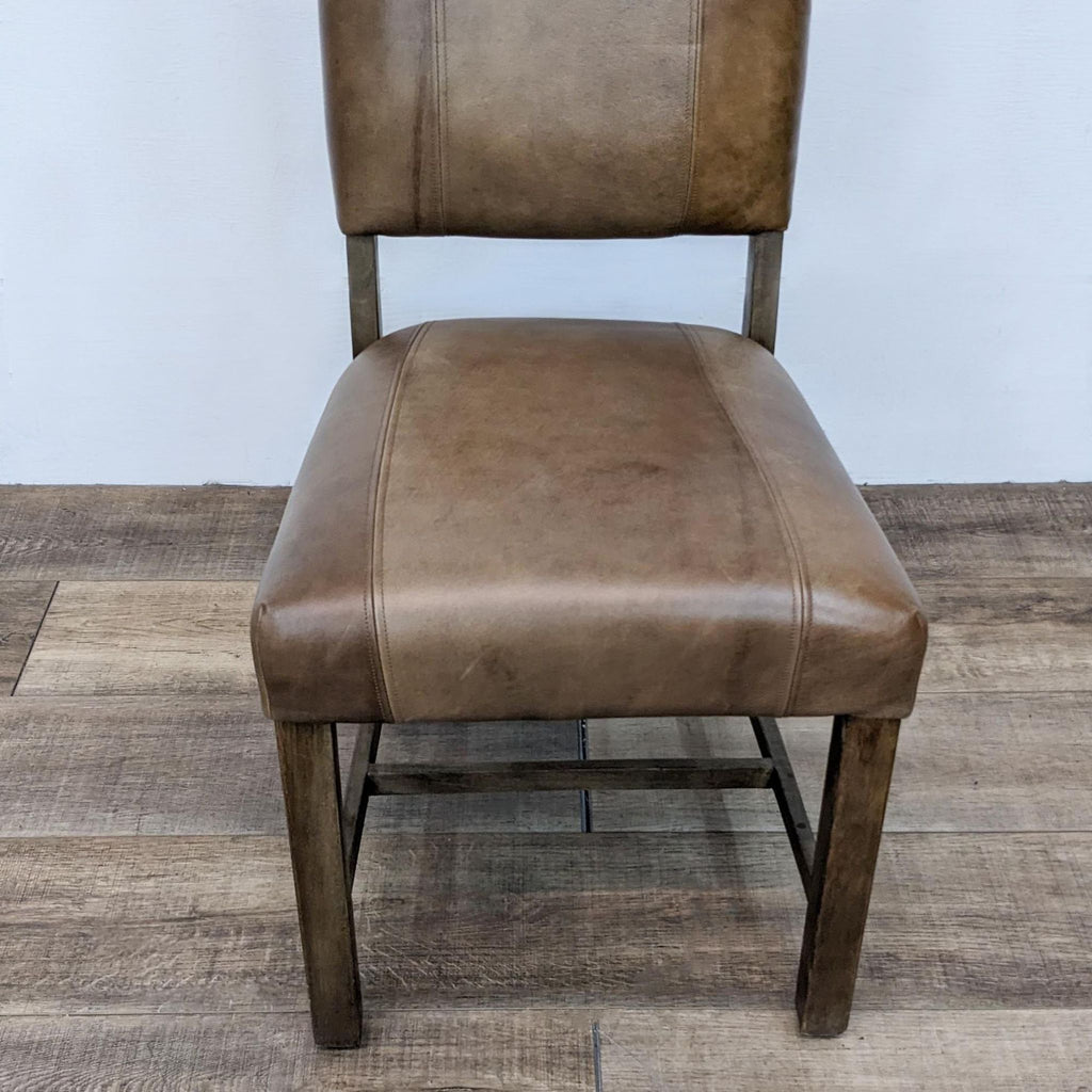 High Back Leather Upholstered Wood Dining Side Chair