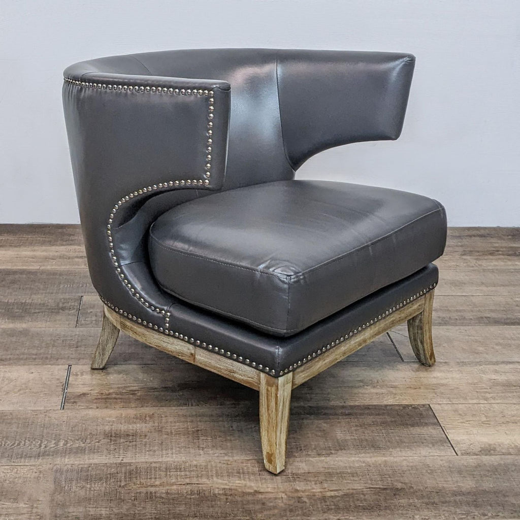 Leather Contemporary Barrel Chair