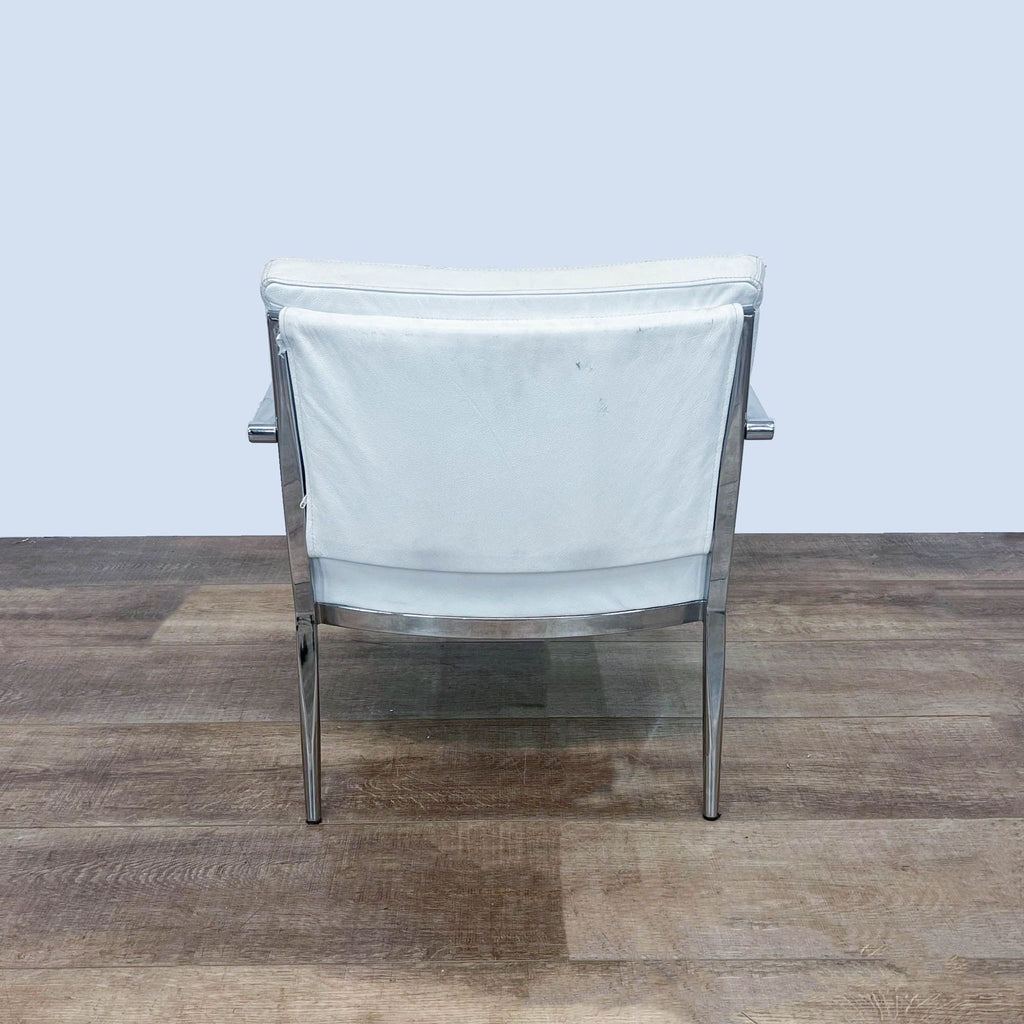Modern Chrome and White Leather Armchair