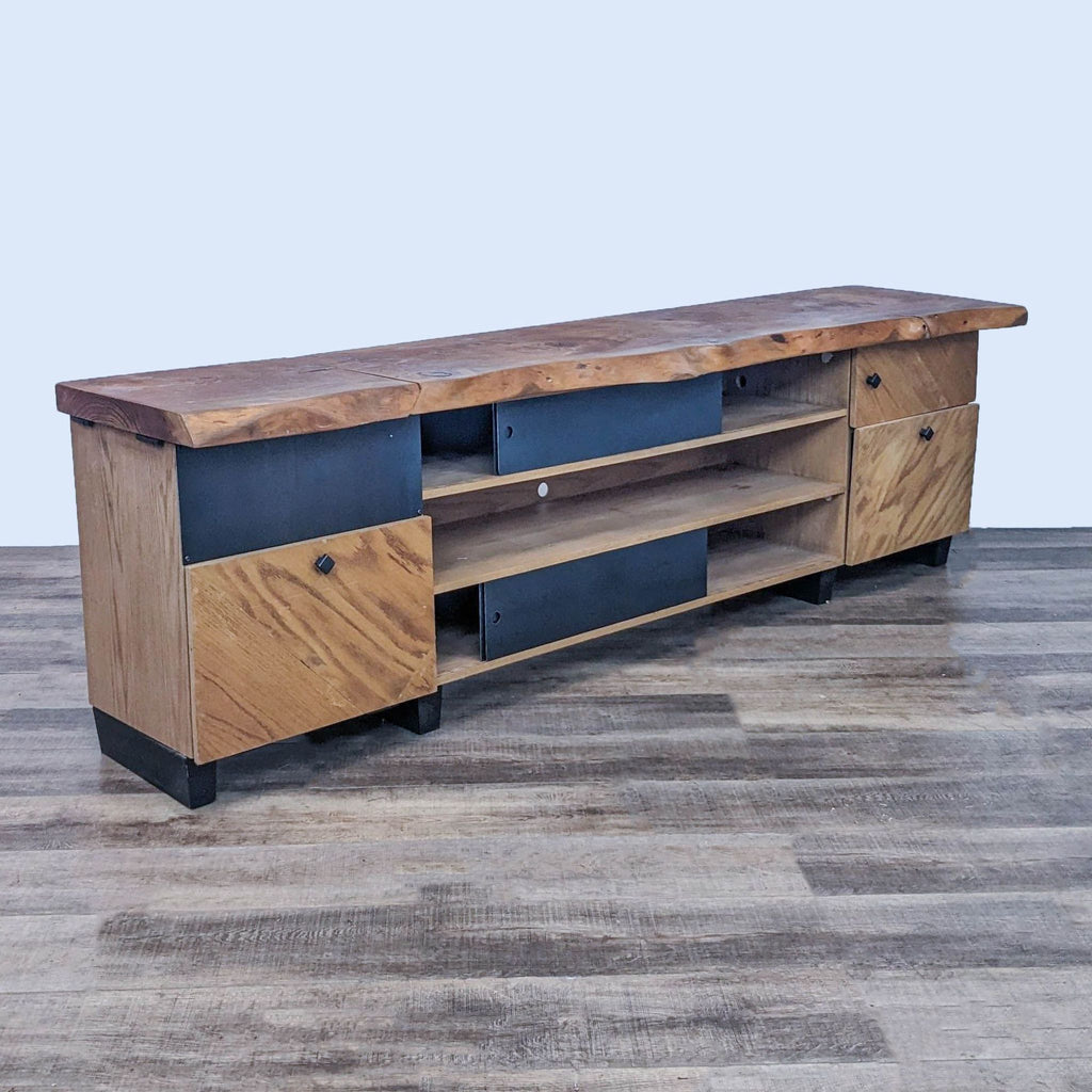 Large Media Console with Live Edge Top