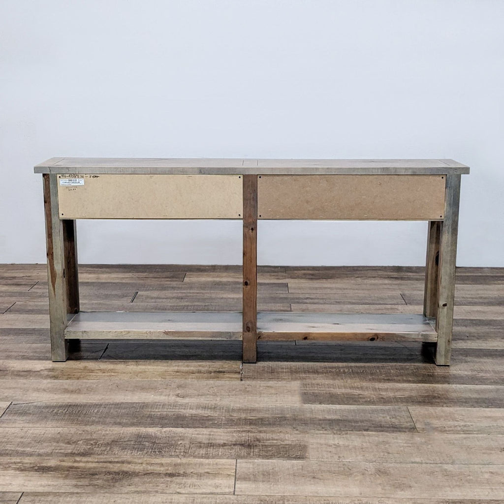 Rustic Four Drawer Console Table with Shelf