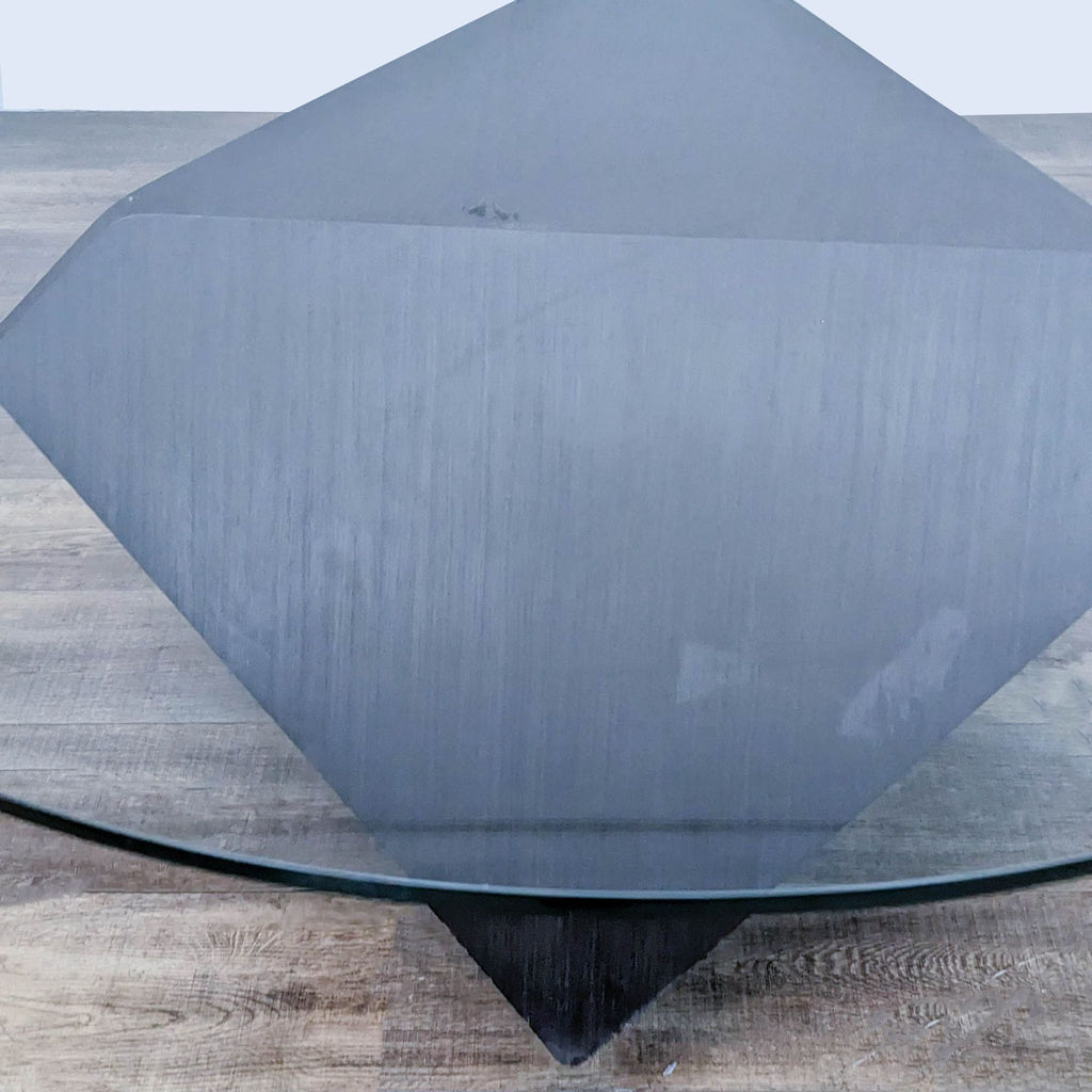 Modern Geometric Dining Table with Round Glass Top