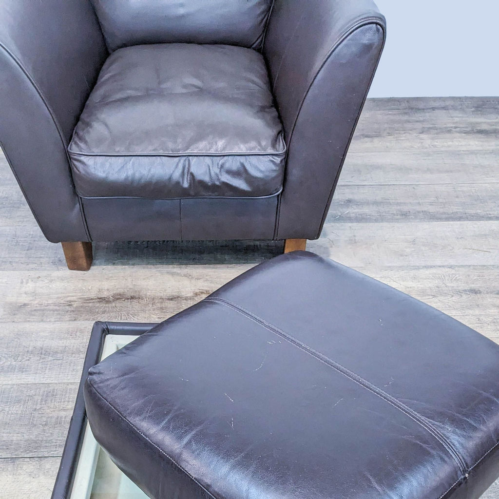 Marks & Spencer Contemporary Leather Armchair with Ottoman