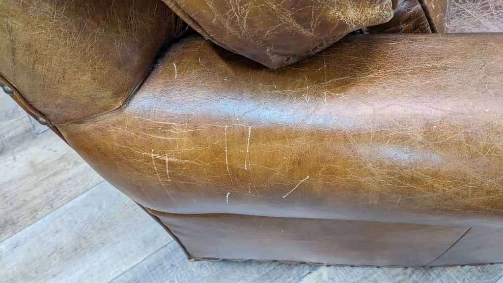 Contemporary Ralph Lauren Traditional Cognac Leather Sofa