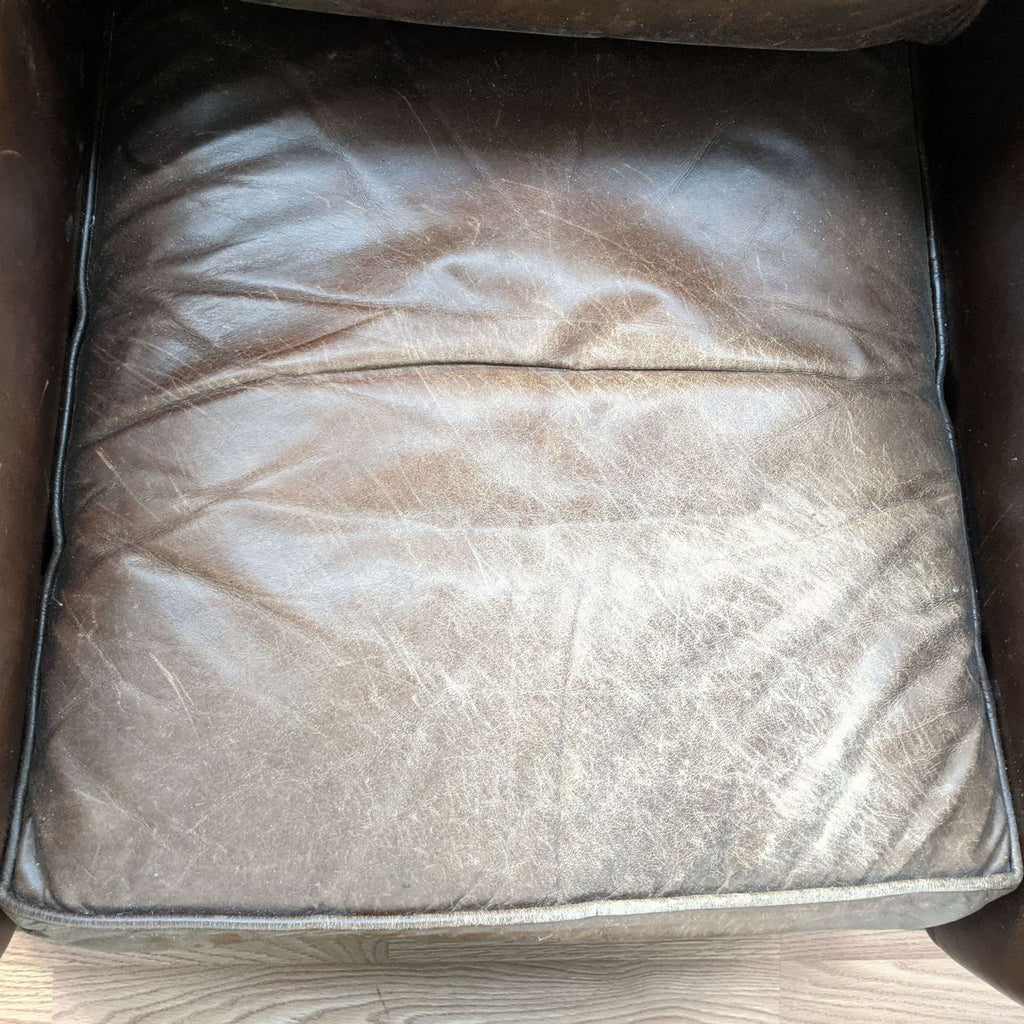 Pottery Barn by Mitchell Gold Brown Leather Armchair and Ottoman
