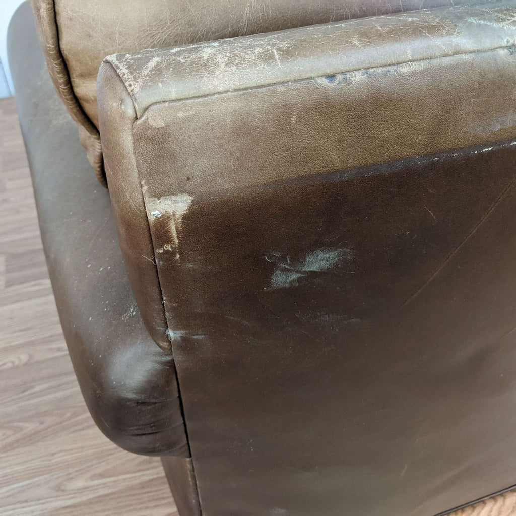 Pottery Barn by Mitchell Gold Brown Leather Armchair and Ottoman