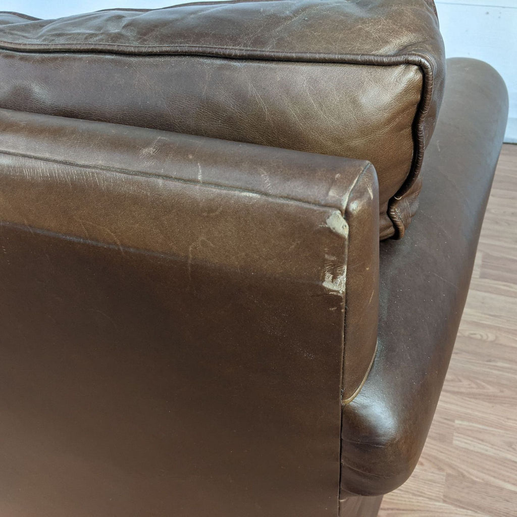 Pottery Barn by Mitchell Gold Brown Leather Armchair and Ottoman