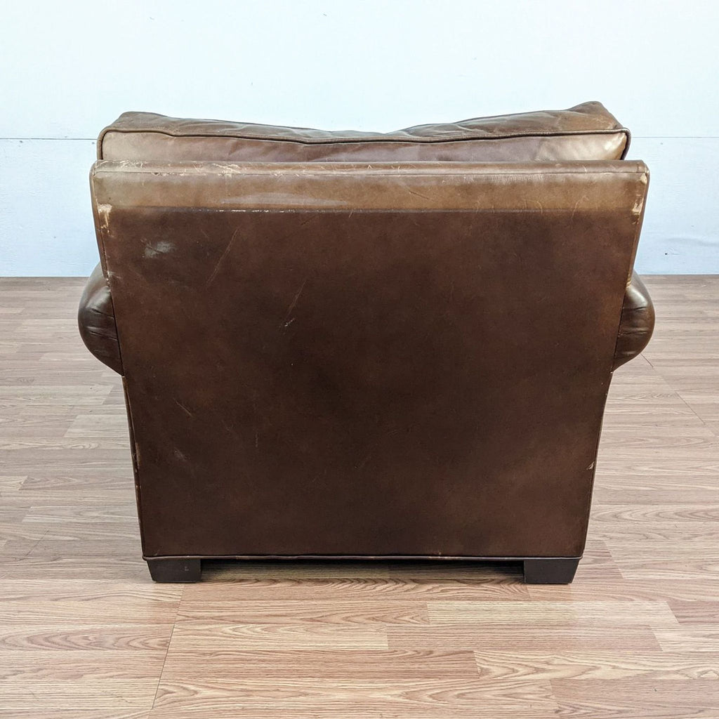 Pottery Barn by Mitchell Gold Brown Leather Armchair and Ottoman