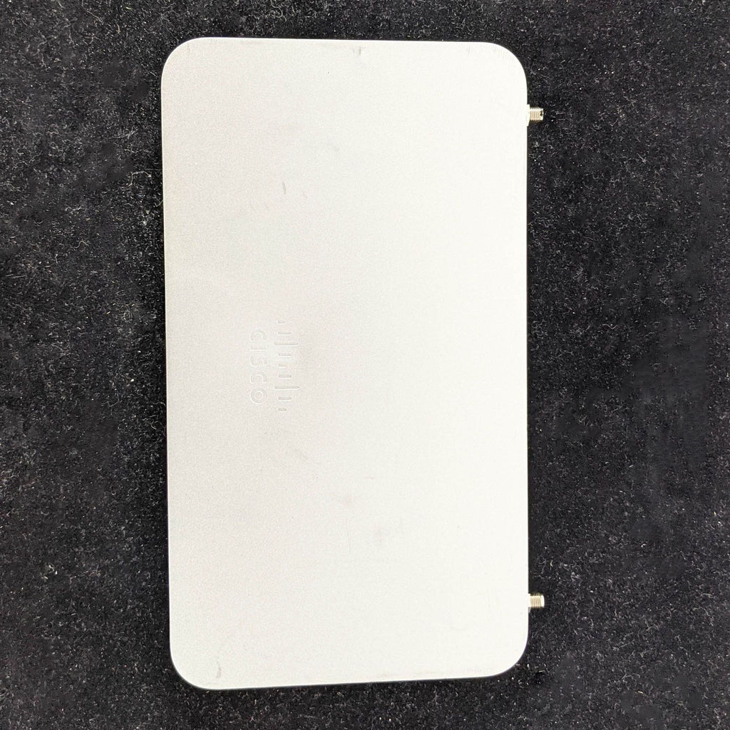 3. Aerial view of a Cisco networking device, showcasing a minimalistic top design with brand embossing.